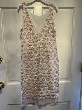 Party / Event SD Collection Blush & Ivory Sequin Scallop Midi Dress